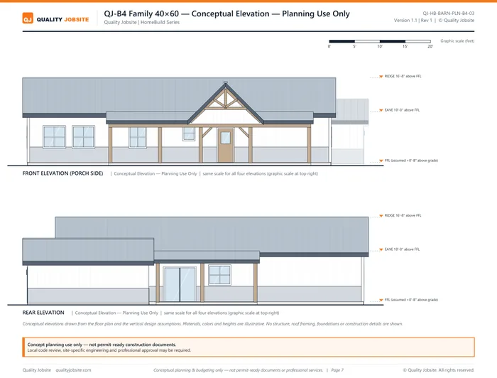 Exterior elevations sheet from the QJ-B4 PDF plan set